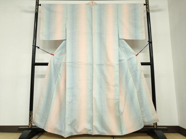 平和屋着物●紅花紬　米沢　霞文　正絹　逸品　DABC2585ud