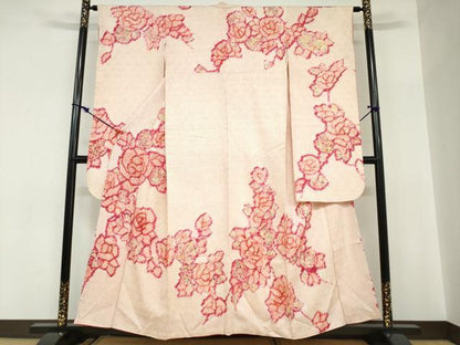 平和屋着物●豪華振袖　総絞り　薔薇　バラ　正絹　逸品　DABC2586ud