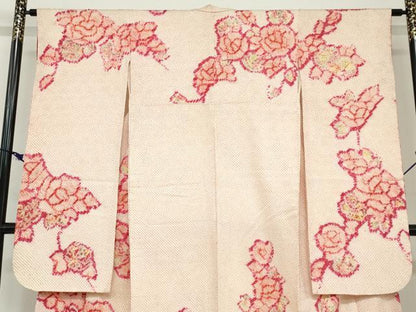 平和屋着物●豪華振袖　総絞り　薔薇　バラ　正絹　逸品　DABC2586ud