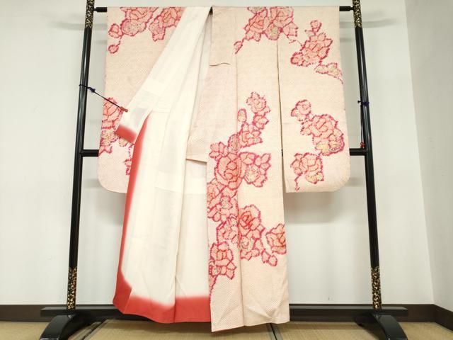 平和屋着物●豪華振袖　総絞り　薔薇　バラ　正絹　逸品　DABC2586ud
