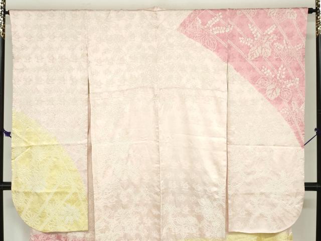 平和屋着物●豪華振袖　絞り　扇面草花文　正絹　逸品　DABC2587ud