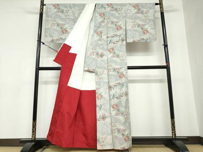 平和屋着物●本場大島紬　白大島　7マルキ　総絣　洋花文　正絹　逸品　DABC2588ud