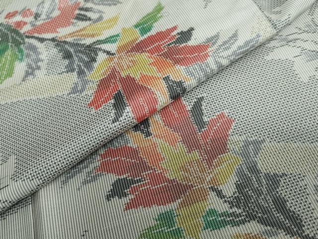 平和屋着物●本場大島紬　白大島　7マルキ　総絣　洋花文　正絹　逸品　DABC2588ud