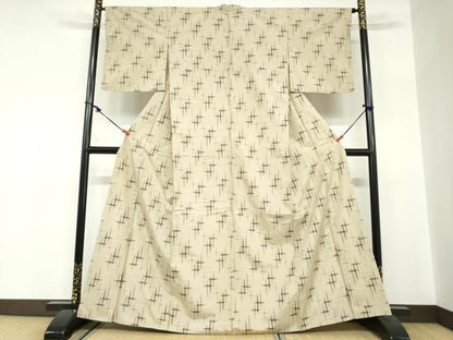 平和屋着物●上質な紬　絣文様　正絹　逸品　DABC2596ud