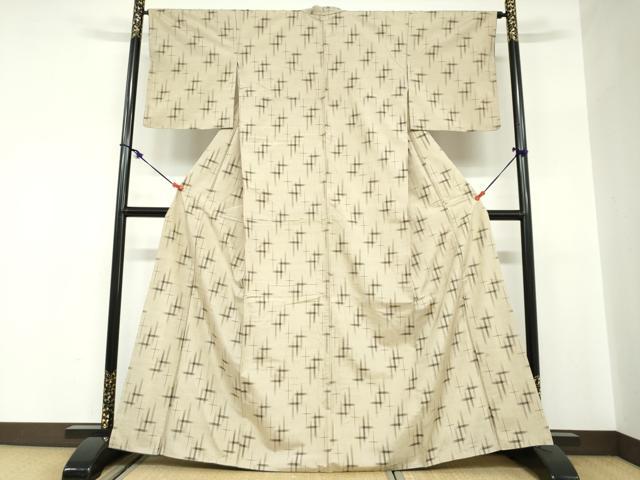 平和屋着物●上質な紬　絣文様　正絹　逸品　DABC2596ud