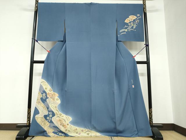平和屋着物●越後十日町の一流染匠　桐屋・翠山工房　訪問着　絞り　地紙重ね辻が花　やまと誂製　正絹　逸品　DABC2601ud