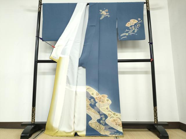 平和屋着物●越後十日町の一流染匠　桐屋・翠山工房　訪問着　絞り　地紙重ね辻が花　やまと誂製　正絹　逸品　DABC2601ud