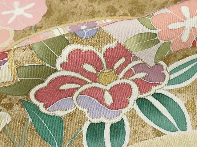 平和屋着物●訪問着　絞り　地紙重ね草花文　金彩　正絹　逸品　未使用　DABC2602ud