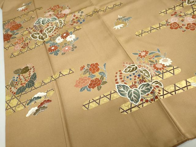 平和屋着物●訪問着　刺繍　草花丸文　金彩　正絹　逸品　DABC2603ud