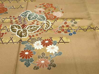 平和屋着物●訪問着　刺繍　草花丸文　金彩　正絹　逸品　DABC2603ud