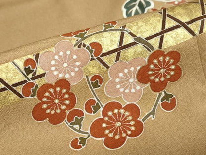 平和屋着物●訪問着　刺繍　草花丸文　金彩　正絹　逸品　DABC2603ud