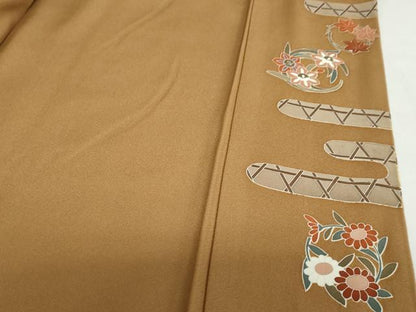 平和屋着物●訪問着　刺繍　草花丸文　金彩　正絹　逸品　DABC2603ud