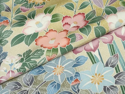 平和屋着物●訪問着　友禅　流水草花文　暈し染め　正絹　逸品　DABC2604ud