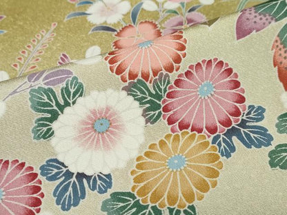 平和屋着物●訪問着　友禅　流水草花文　暈し染め　正絹　逸品　DABC2604ud