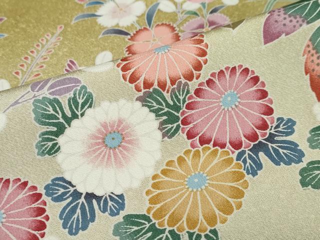 平和屋着物●訪問着　友禅　流水草花文　暈し染め　正絹　逸品　DABC2604ud