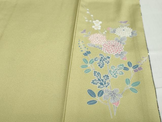 平和屋着物●訪問着　友禅　流水草花文　暈し染め　正絹　逸品　DABC2604ud