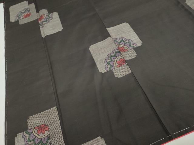 平和屋着物●本場大島紬　地空き　9マルキ　色紙重ね草花文　正絹　逸品　未使用　DABC2606ud