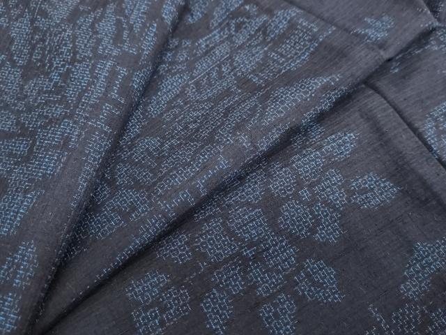 平和屋着物●結城紬　100亀甲　流水風景草花文　正絹　逸品　DABC2607ud