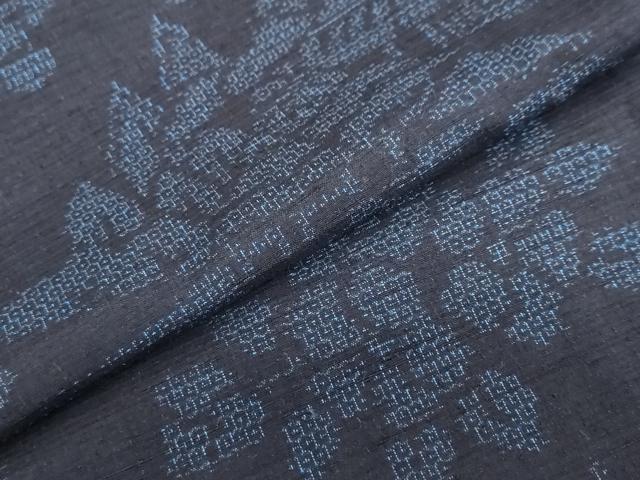 平和屋着物●結城紬　100亀甲　流水風景草花文　正絹　逸品　DABC2607ud