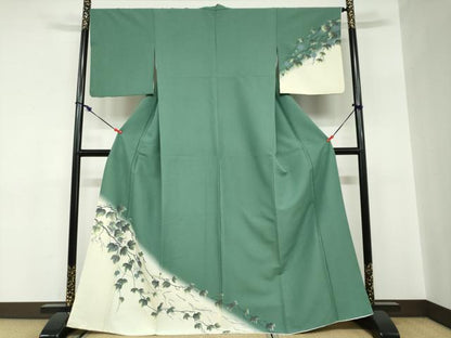 平和屋着物●訪問着　葡萄蔦の葉文　金彩　洗える着物　DABC2608ud