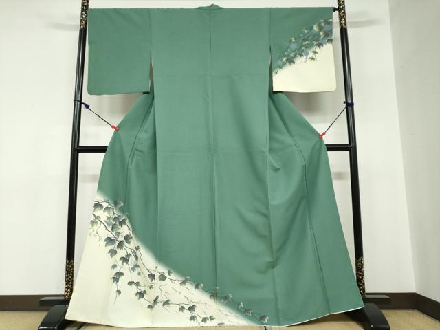 平和屋着物●訪問着　葡萄蔦の葉文　金彩　洗える着物　DABC2608ud