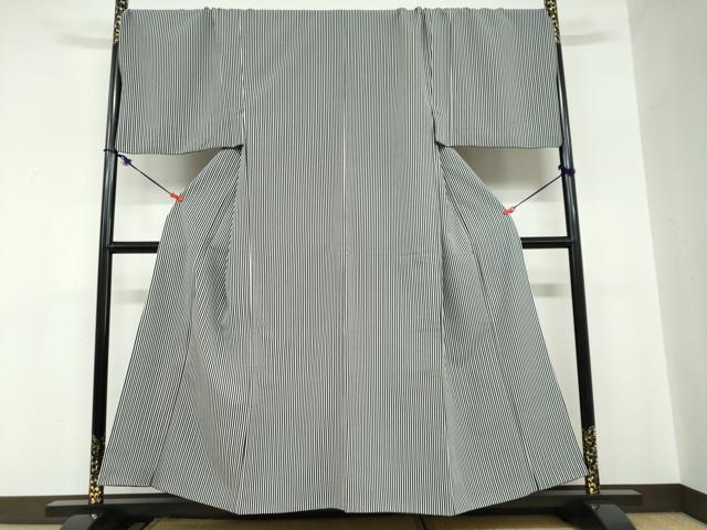 平和屋着物●男性　小紋　縞　リバーシブル　キングサイズ　洗える着物　DABC2609ud