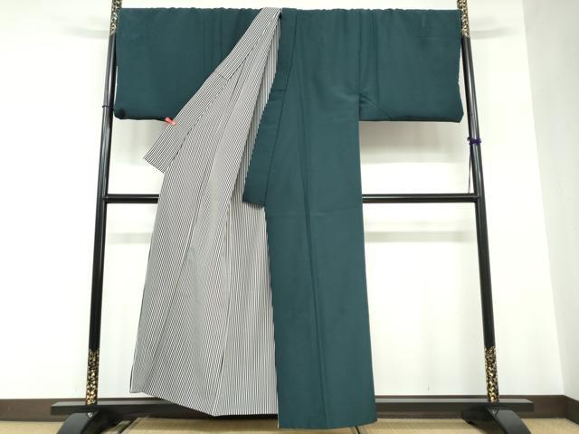 平和屋着物●男性　小紋　縞　リバーシブル　キングサイズ　洗える着物　DABC2609ud