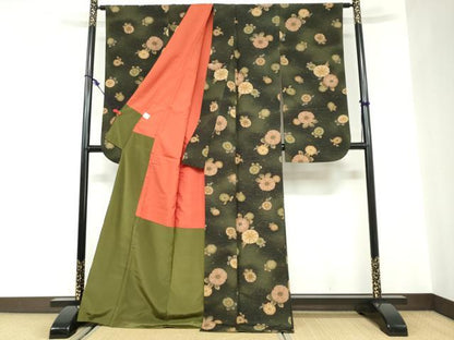 平和屋着物●小振袖　二尺袖　舞花文　洗える着物　DABC2610ud