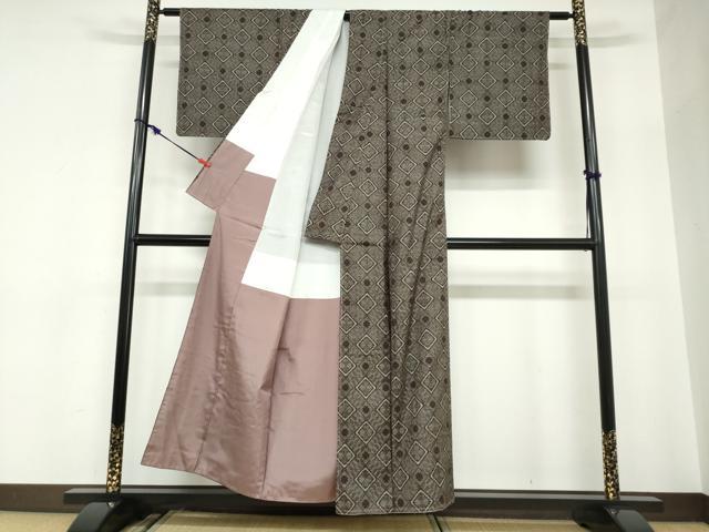 平和屋着物●本場大島紬　龍郷絣　花菱文　正絹　逸品　未使用　DABC2611ud