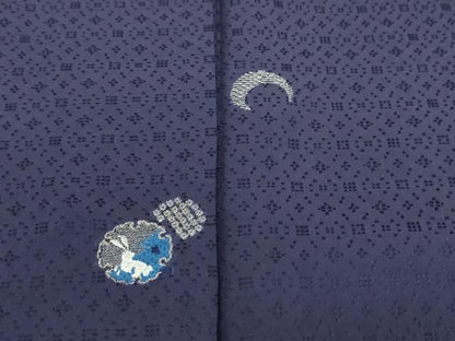 平和屋着物●訪問着　総刺繍　花織　本藍　雪輪月兎文　銀糸　正絹　逸品　DABC2612ud