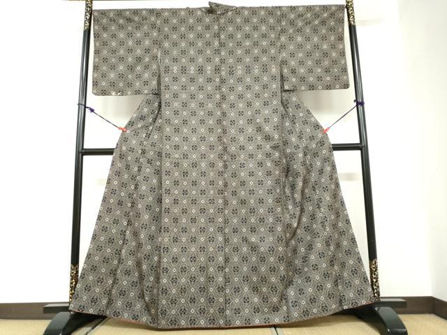 平和屋着物●本場大島紬　龍郷絣　菱文　正絹　逸品　DABC2615ud