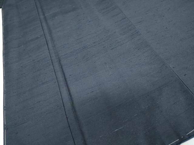 平和屋着物●男性　紬　アンサンブル　長羽織　長羽織（袷）セット　黒色　キングサイズ　正絹　逸品　未使用　DABC2618ud