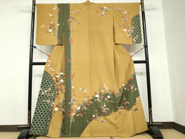 平和屋着物●訪問着　楽器草花文　金彩　正絹　逸品　DABC2619ud