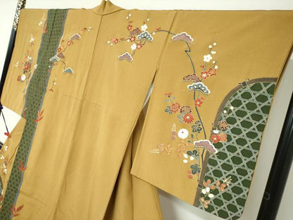 平和屋着物●訪問着　楽器草花文　金彩　正絹　逸品　DABC2619ud