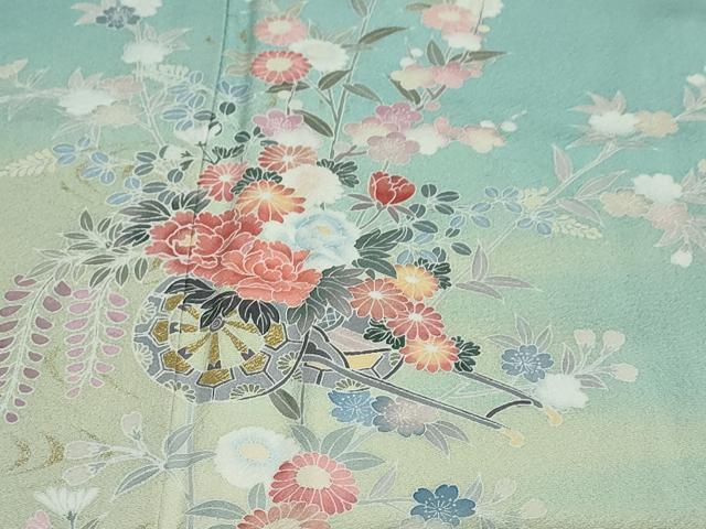平和屋着物●訪問着　花車文　暈し染め　金彩　正絹　逸品　DABC2621ud