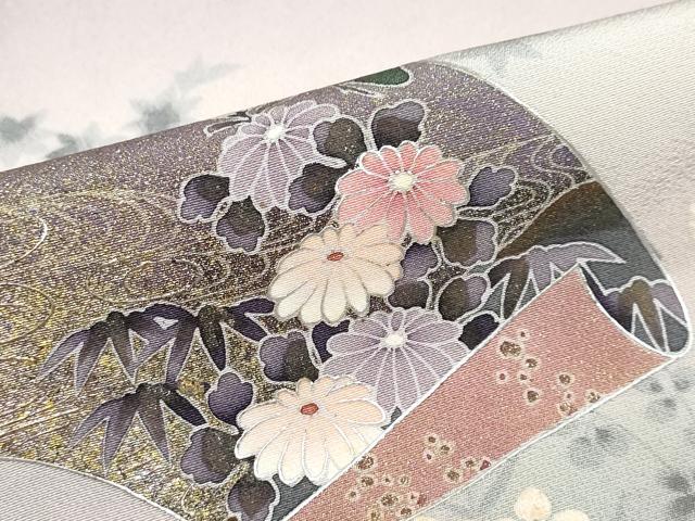 平和屋着物●訪問着　地紙重ね草花文　暈し染め　金銀彩　正絹　逸品　DABC2622ud