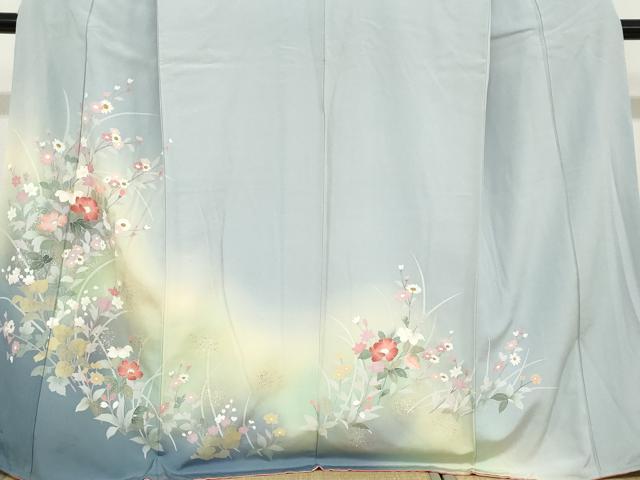 平和屋着物●訪問着　草花文　暈し染め　金銀彩　正絹　逸品　DABC2623ud