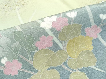 平和屋着物●訪問着　草花文　暈し染め　金銀彩　正絹　逸品　DABC2623ud