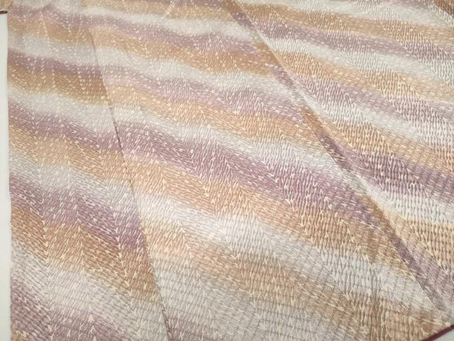 平和屋着物●名門　藤娘きぬたや・総絞り(杢目絞り)　斜縞　正絹　逸品　DABC2628ud