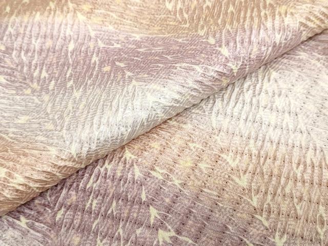 平和屋着物●名門　藤娘きぬたや・総絞り(杢目絞り)　斜縞　正絹　逸品　DABC2628ud