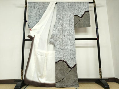 平和屋着物●訪問着　総絞り　杢目絞り　抽象文様　正絹　逸品　DABC2630ud