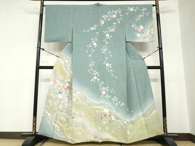 平和屋着物●訪問着　道長草花籬文　暈し染め　金彩　正絹　逸品　DABC2631ud