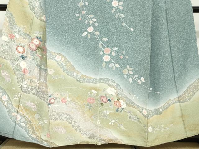 平和屋着物●訪問着　道長草花籬文　暈し染め　金彩　正絹　逸品　DABC2631ud