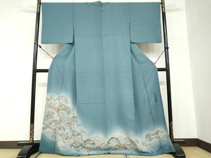 平和屋着物●霜島忍　彩天目織　色留袖　宝尽くし草花文　証紙付き　正絹　逸品　DABC2633ud