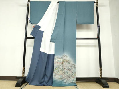 平和屋着物●霜島忍　彩天目織　色留袖　宝尽くし草花文　証紙付き　正絹　逸品　DABC2633ud