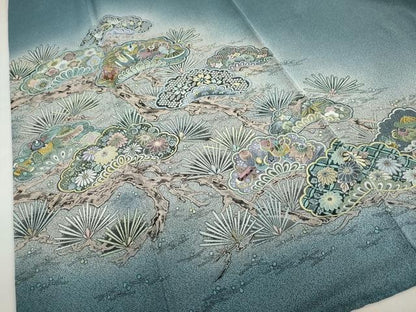 平和屋着物●霜島忍　彩天目織　色留袖　宝尽くし草花文　証紙付き　正絹　逸品　DABC2633ud