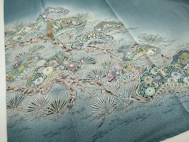 平和屋着物●霜島忍　彩天目織　色留袖　宝尽くし草花文　証紙付き　正絹　逸品　DABC2633ud