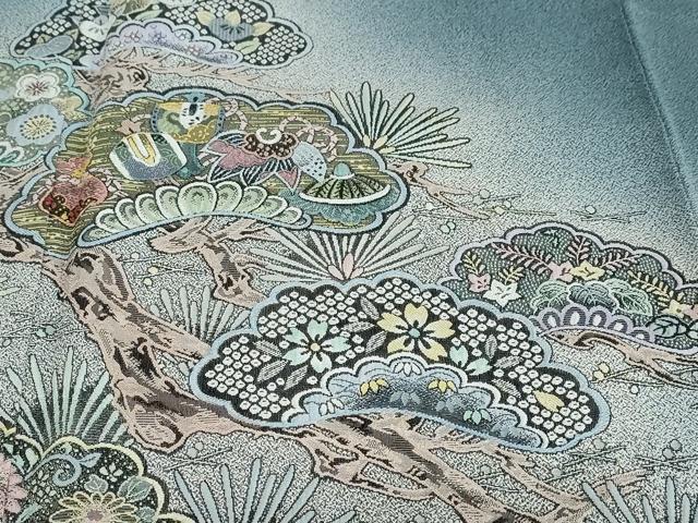 平和屋着物●霜島忍　彩天目織　色留袖　宝尽くし草花文　証紙付き　正絹　逸品　DABC2633ud