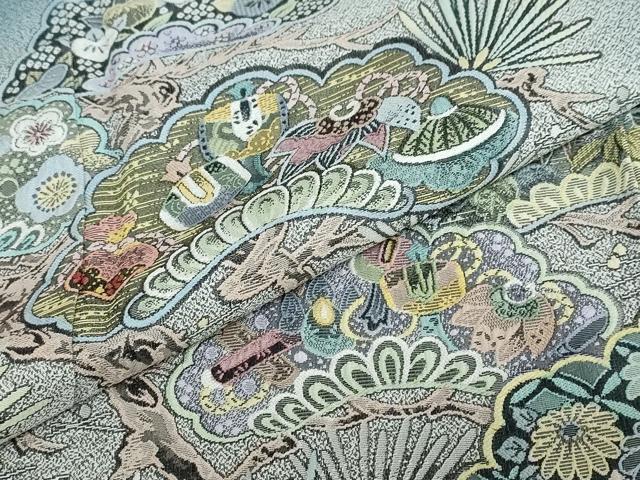 平和屋着物●霜島忍　彩天目織　色留袖　宝尽くし草花文　証紙付き　正絹　逸品　DABC2633ud