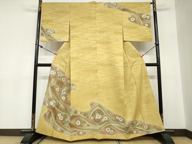 平和屋着物●訪問着　絞り　辻が花　金通し地　正絹　逸品　DABC2635ud